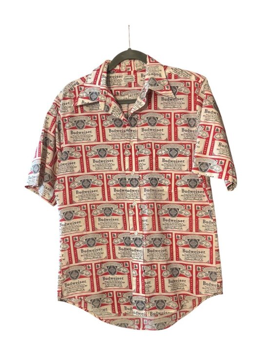 Budweiser Other - Vintage Budweiser Button Down Shirt Men’s Medium 15-15.5 inch Red Beer Label Pri